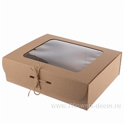 Коробка подарочная с окном (крафт), 25х20хН7 см