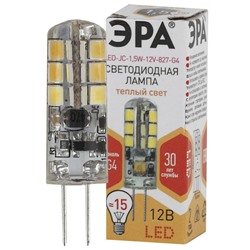 Нарушена упаковка.   Светодиодная лампа G4 1,5W 2700К (теплый) Эра LED JC-1,5W-12V-827-G4 () Б0033188