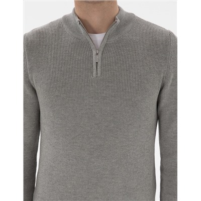 Серый меландж Slim Fit Zippered