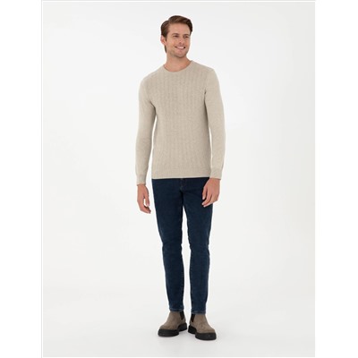 Свитер велосипедного воротника Sand Melanj Slim Fit