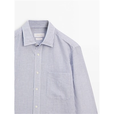 Camisa rayas 100% lino regular fit