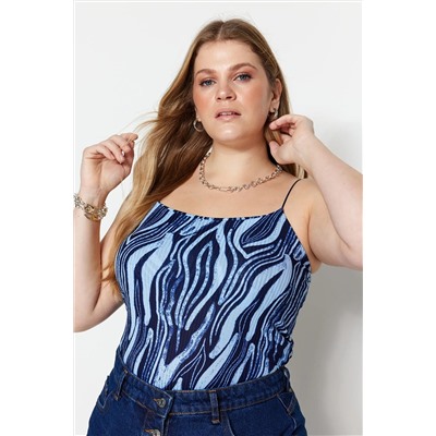 Blue Best Pattern The Clook Cront Blought Blouse TBBSS23AF00010