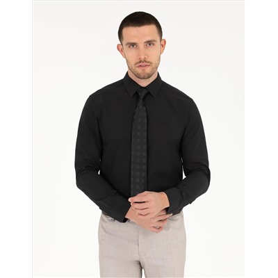 Классическая рубашка с длинным рукавом Black Slim Fit