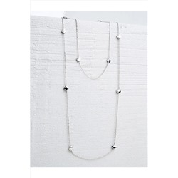 Стильное двойное колье-цепочка с серебряной фигуркой клевера 22K12NECKLACE015