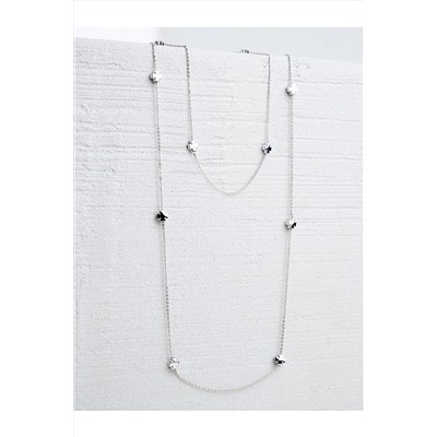 Стильное двойное колье-цепочка с серебряной фигуркой клевера 22K12NECKLACE015