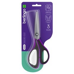 Ножницы Berlingo "Easycut 350", 18см, сиреневые, эргономичные ручки, мягкие вставки, европодвес