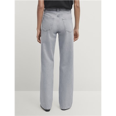 Jeans tiro medio full length wide leg