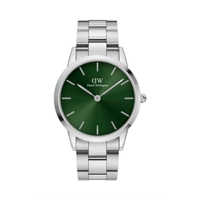 Reloj de cuarzo de acero Iconic Link Emerald - Plateado y verde