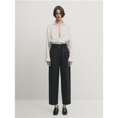 Pantalón negro barrel cinturón