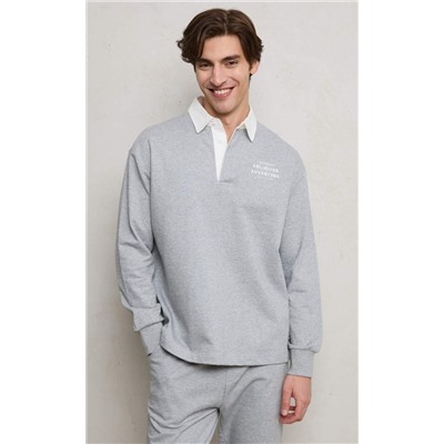Футболка-поло д/р P411-0570 grey melange