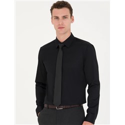 Black Slim Fit Basic рубашка с длинным рукавом
