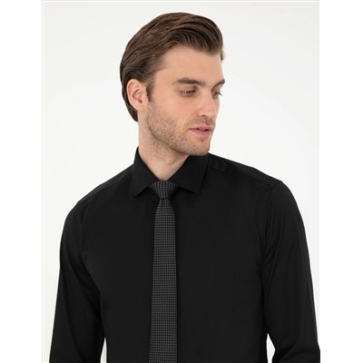 Черный бывший Slim Fit Основная рубашка с длинным рукавом