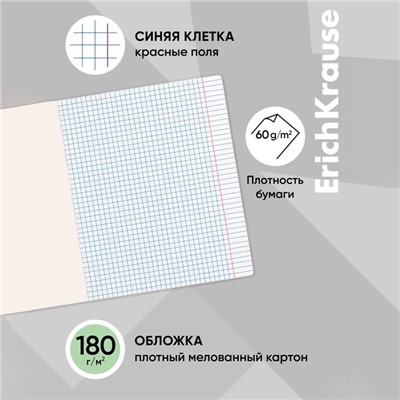 Тетрадь 12 листов в клетку ErichKrause «Классика», обложка мелованный картон, зелёная