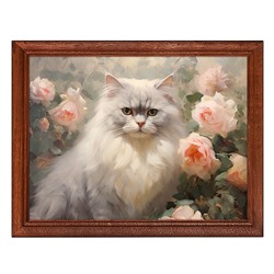 POSG-0298 Постер в рамке 23x17см Кот и цветы