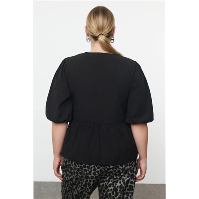 Black Woman Bow Woven Блузка большого размера TBBAW25AF00021