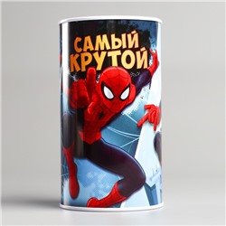 Копилка металлическая, 6.5 см × 6.5 см × 12 см «Самый крутой», Человек-паук