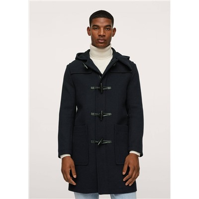 Abrigo lana reciclada capucha -  Hombre | MANGO OUTLET España