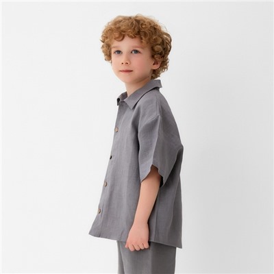 Рубашка для мальчика KAFTAN Linen, р. 34 (122-128), серый