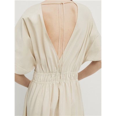Vestido midi popelín detalle fruncido