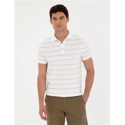 Brown Slim Fit Button с воротником поло
