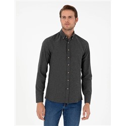 Антрацит Slim Fit рубашка с длинным рукавом