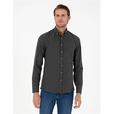 Антрацит Slim Fit рубашка с длинным рукавом