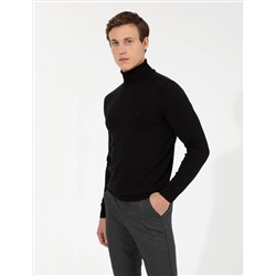 Black Slim Fit Fisherman воротниц Основной вязаный свитер