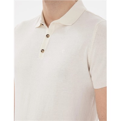 Кнопка Ecru Slim Fit с Polo Yaka Knitwear T -Fork