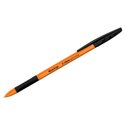 Ручка шариковая Berlingo "Tribase grip orange" черная, 0,7мм, грип