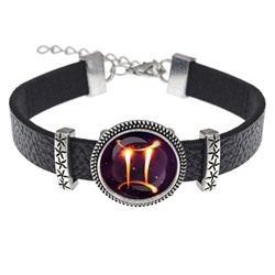 BSK2-0326 Кожаный браслет Знаки Зодиака - Близнецы