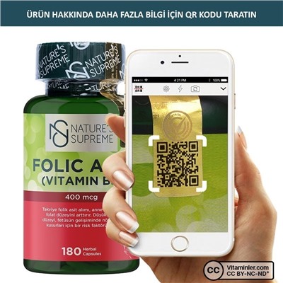 Nature's Supreme Folic Acid 400 мкг 180 капсул
