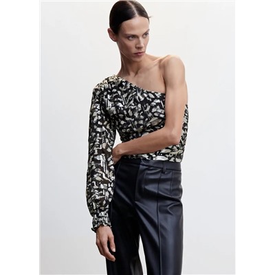 Blusa asimetrica detalle brillo -  Mujer | MANGO OUTLET España