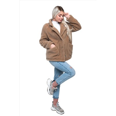 Пальто стильное из верблюжьей шерсти SHORT BARREL, цвет Camel, цвет КОРИЧНЕВЫЙ