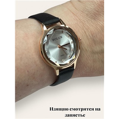 Часы наручные женские BOLUN Ч 19/3 черный ремешок