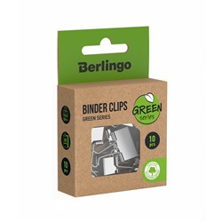 Зажимы для бумаг 19мм, Berlingo "Green Series", 10шт., крафт упак., европодвес