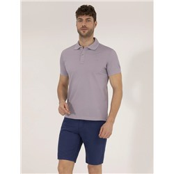 Lila Slim Fit Polo Yaka Mercerized T -For