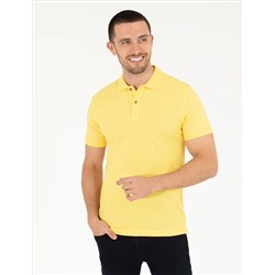 Светло -желтый стройный посадка Polo yaka basic t -красавица