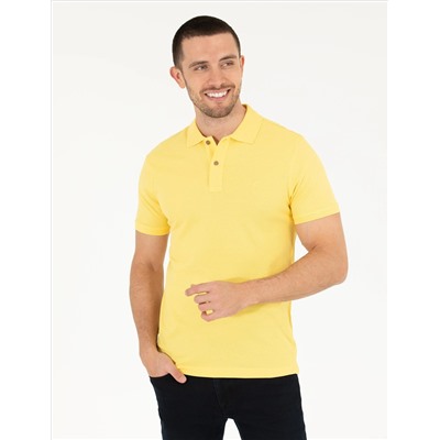 Светло -желтый стройный посадка Polo yaka basic t -красавица