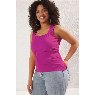 Fuchsia прямо квадратный вырез Shirred Blouse TBBSS25AF00027