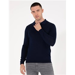 Navy Blue Slim Fit Polo воротниц.