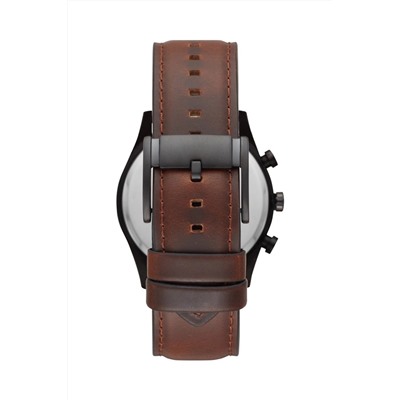 Reloj de cuarzo de piel Sullivan - Taquímetro - Marrón y negro