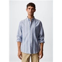 Camisa vestir algodón rayas -  Hombre | MANGO OUTLET España