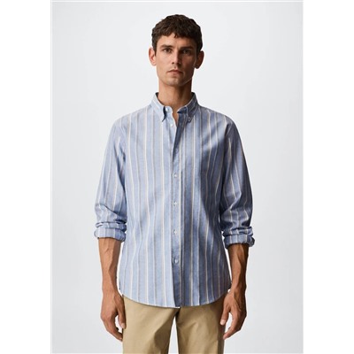 Camisa vestir algodón rayas -  Hombre | MANGO OUTLET España