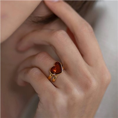 Кольцо серебряное с янтарём R9169ZK