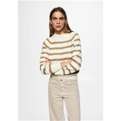 Jersey estampado rayas cuello perkins -  Mujer | MANGO OUTLET España