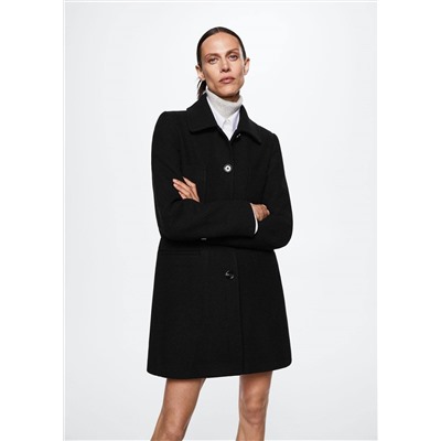Abrigo lana botones -  Mujer | MANGO OUTLET España