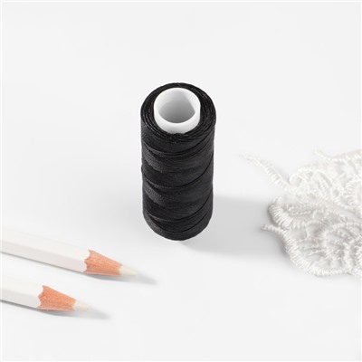 Нитки вощёные, кручёные, круглые, 300D/3, 0.35 мм, 60 ± 2 м, чёрные