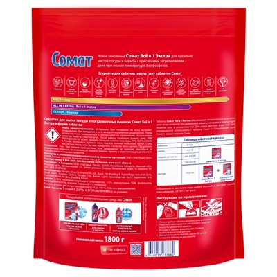 Таблетки для посудомоечных машин Somat All in 1 Extra, 100 шт