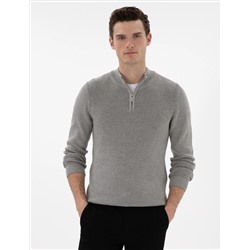 Серый меландж Slim Fit Zippered