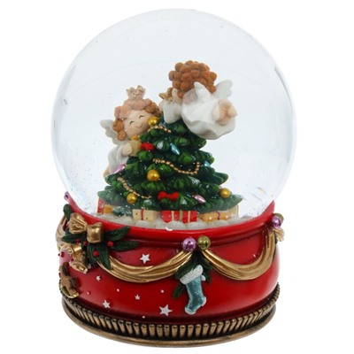 Фигурка декор в стекл шаре "Ангелочки" (муз с ключ), D15 см, L15 W15 H20,5 см